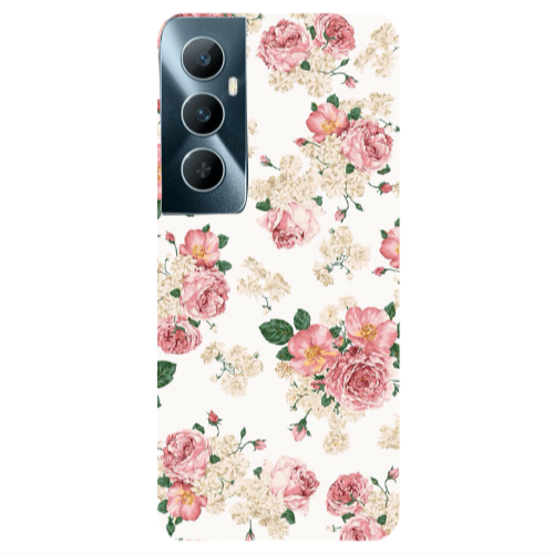 Realme C65 Pink Flowers 2 Transparent Silicone TPU Θήκη