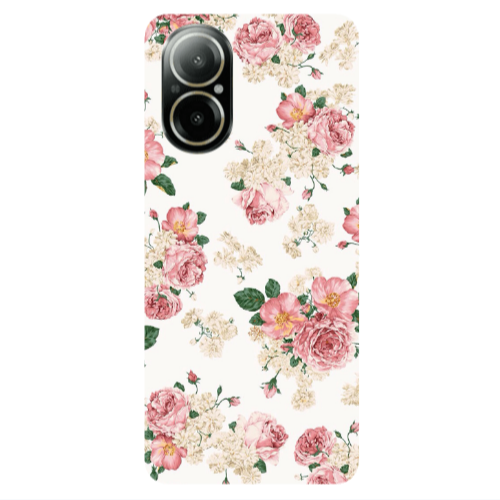 Realme C67 Pink Flowers 2 Transparent Silicone TPU Θήκη
