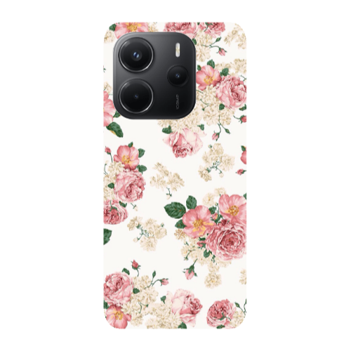 Xiaomi Redmi Note 14 Pink Flowers 2 Transparent Silicone TPU Θήκη