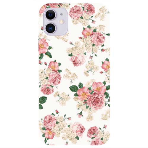 Apple iPhone 11  Pink Flowers 2 Transparent Silicone TPU Θήκη