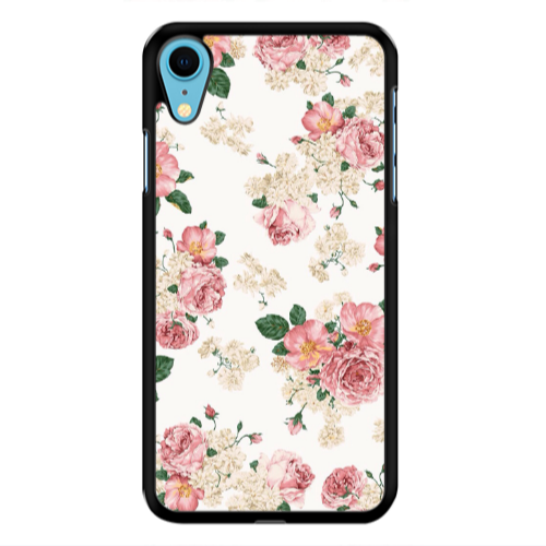 Apple iPhone Xr Pink Flowers 2 Black Glossy Θήκη