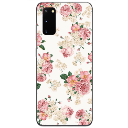 Samsung S20 Pink Flowers 2 Transparent Silicone TPU Θήκη