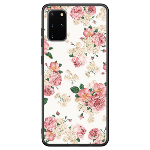 Samsung S20 FE Pink Flowers 2 Black Glossy Θήκη