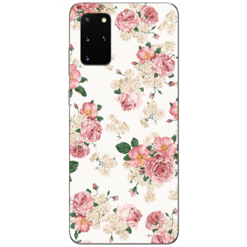 Samsung S20 Plus Pink Flowers 2 Transparent Silicone TPU Θήκη