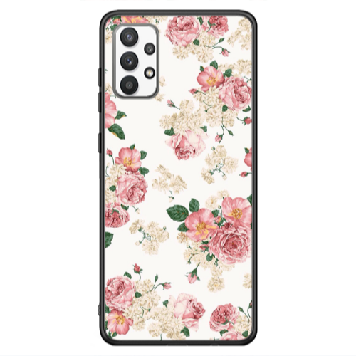 Samsung A13 4G Pink Flowers 2 Black Glossy Θήκη