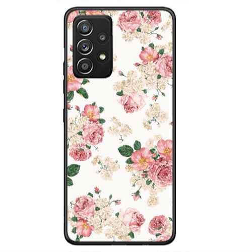 Samsung A53 Pink Flowers 2 Black Glossy Θήκη