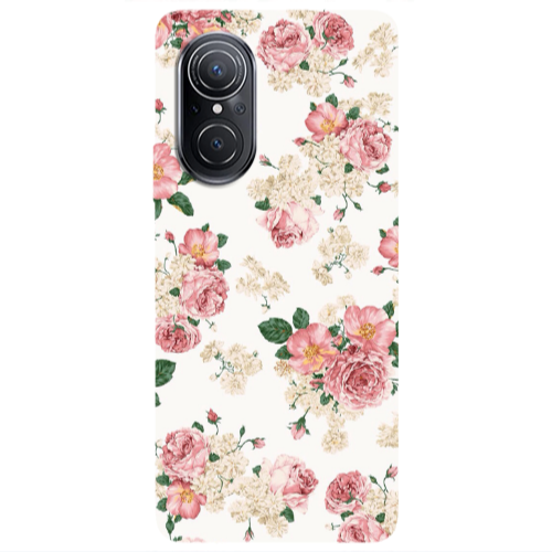 Huawei Nova 9 SE Pink Flowers 2 Transparent Silicone TPU Θήκη