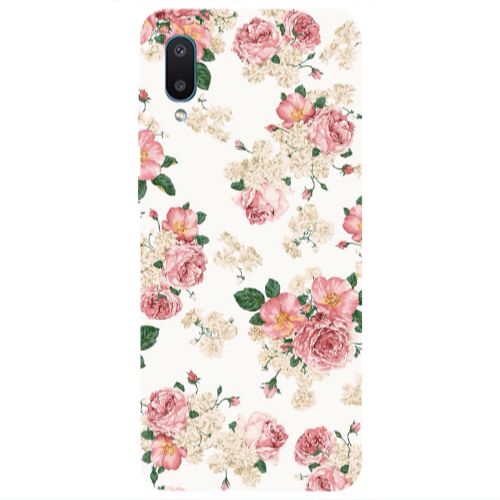 Samsung A02 Pink Flowers 2 Transparent Silicone TPU Θήκη