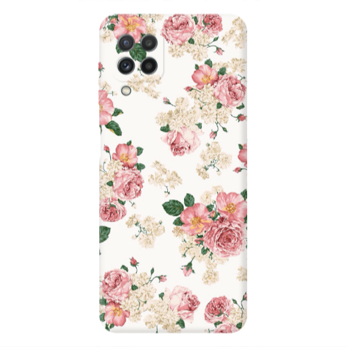 Samsung A22 4G Pink Flowers 2 Transparent Silicone TPU Θήκη