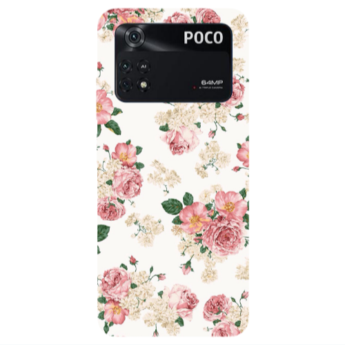 Xiaomi Poco M4 Pro 4G Pink Flowers 2 Transparent Silicone TPU Θήκη