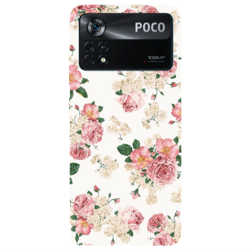 Xiaomi Poco X4 Pro Pink Flowers 2 Transparent Silicone TPU Θήκη