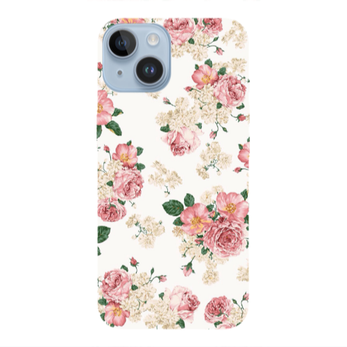 Apple iPhone 14  Pink Flowers 2 Transparent Silicone TPU Θήκη