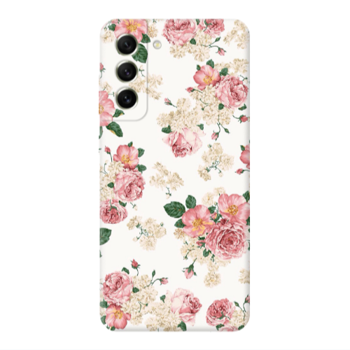 Samsung S21 FE Pink Flowers 2 Transparent Silicone TPU Θήκη
