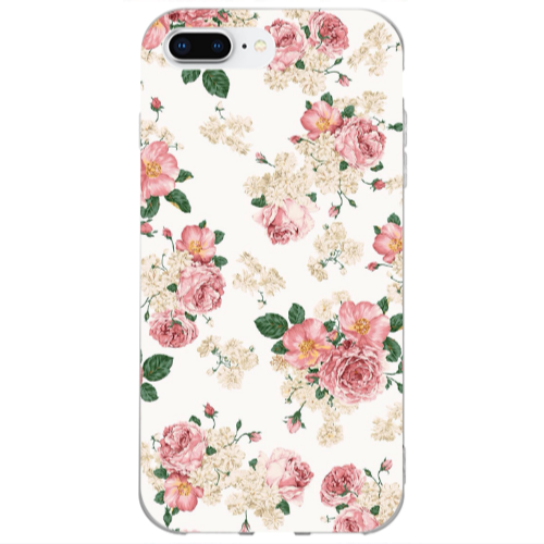 Apple iPhone 7 Plus Pink Flowers 2 Transparent Silicone TPU Θήκη