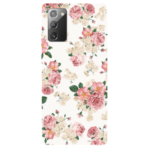 Samsung Note 20 Pink Flowers 2 Transparent Silicone TPU Θήκη