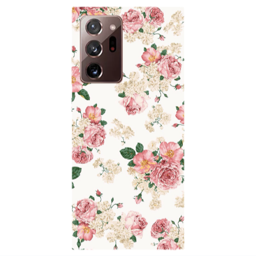 Samsung Note 20 Ultra Pink Flowers 2 Transparent Silicone TPU Θήκη