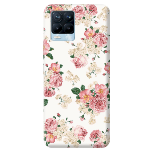 Realme 8 Pro Pink Flowers 2 Transparent Silicone TPU Θήκη