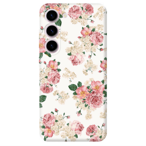 Samsung S23 Pink Flowers 2 Transparent Silicone TPU Θήκη