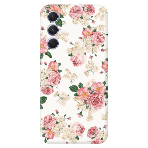Samsung A54 Pink Flowers 2 Transparent Silicone TPU Θήκη