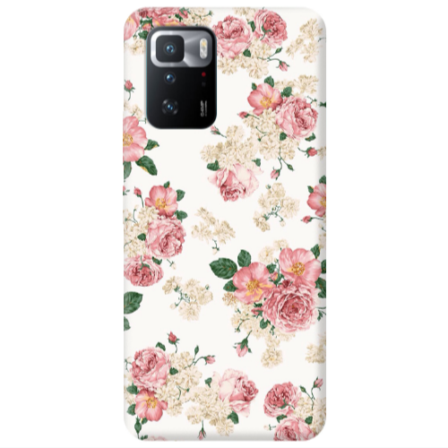 Xiaomi Poco X3 GT Pink Flowers 2 Transparent Silicone TPU Θήκη