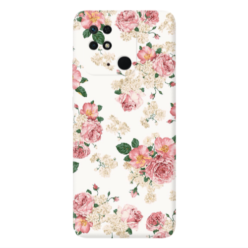 Xiaomi Poco C40 Pink Flowers 2 Transparent Silicone TPU Θήκη