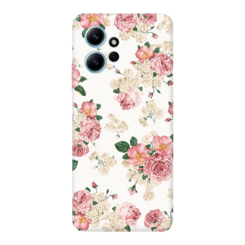 Xiaomi Redmi Note 12 4G Pink Flowers 2 Transparent Silicone TPU Θήκη