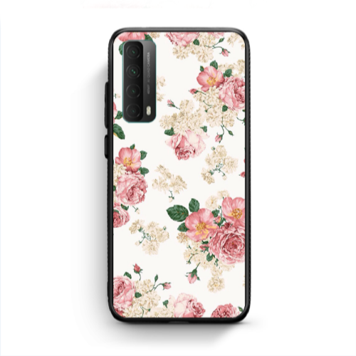 Huawei P Smart 2021 Pink Flowers 2 Black Glossy Θήκη