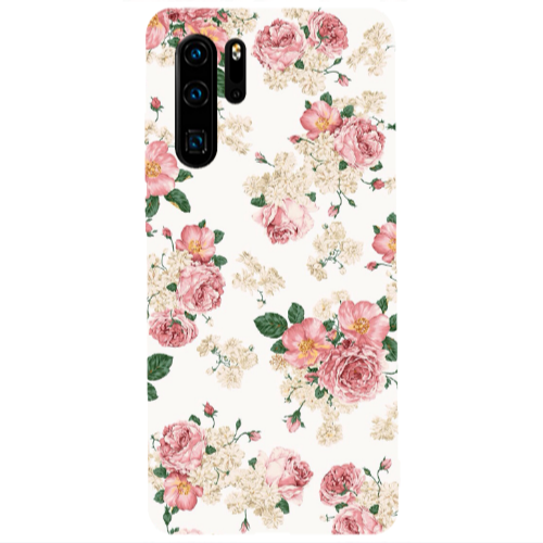 Huawei P30 Pro Pink Flowers 2 Transparent Silicone TPU Θήκη