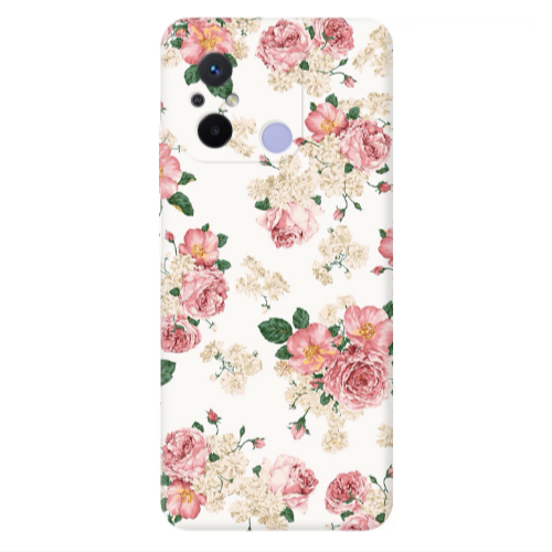 Xiaomi Redmi 12C Pink Flowers 2 Transparent Silicone TPU Θήκη