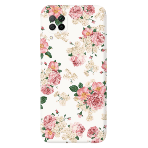 Huawei P40 Lite Pink Flowers 2 Transparent Silicone TPU Θήκη