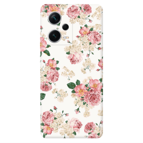 Xiaomi Redmi Note 12 5G Pink Flowers 2 Transparent Silicone TPU Θήκη