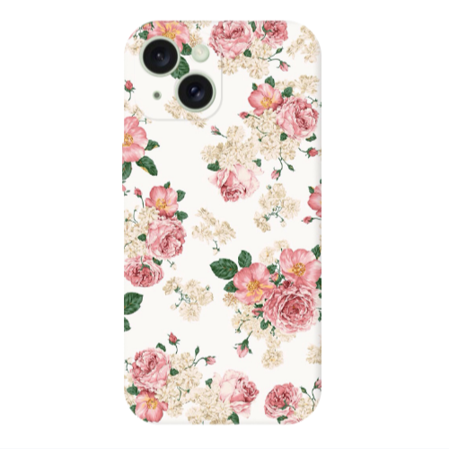 Apple iPhone 15 Pink Flowers 2 Transparent Silicone TPU Θήκη