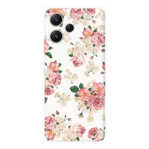 Xiaomi Redmi 12 Pink Flowers 2 Transparent Silicone TPU Θήκη