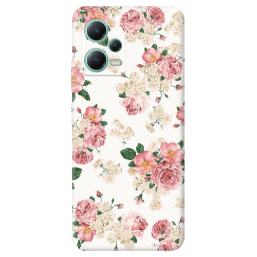 Xiaomi Redmi Note 12 Pro Plus 5G Pink Flowers 2 Transparent Silicone TPU Θήκη