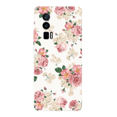 Xiaomi Poco F5 Pro Pink Flowers 2 Transparent Silicone TPU Θήκη