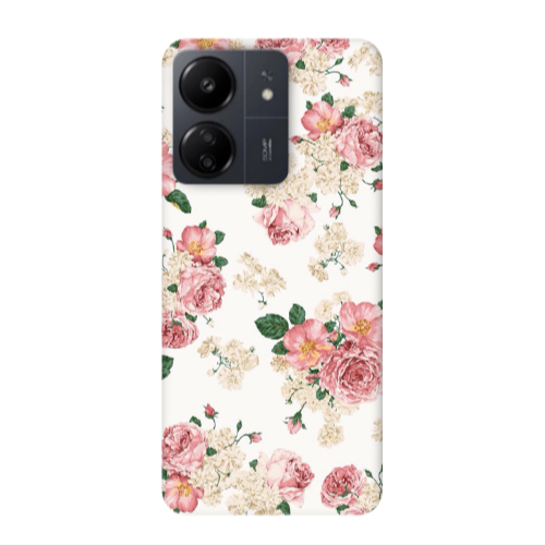Xiaomi Redmi 13C Pink Flowers 2 Transparent Silicone TPU Θήκη