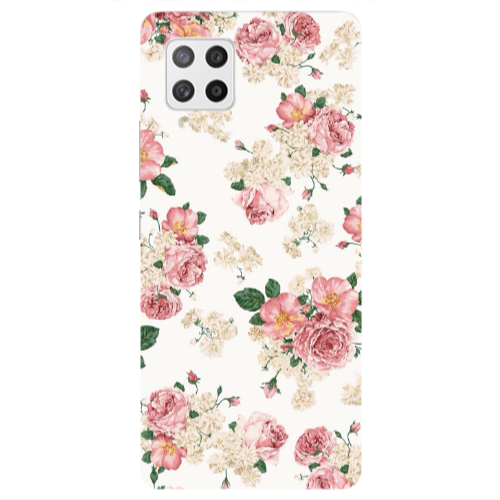Samsung A42 5G Pink Flowers 2 Transparent Silicone TPU Θήκη