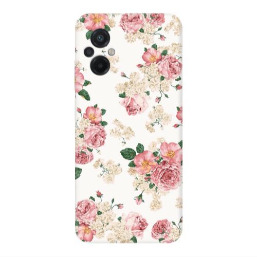 Xiaomi Poco M5 Pink Flowers 2 Transparent Silicone TPU Θήκη