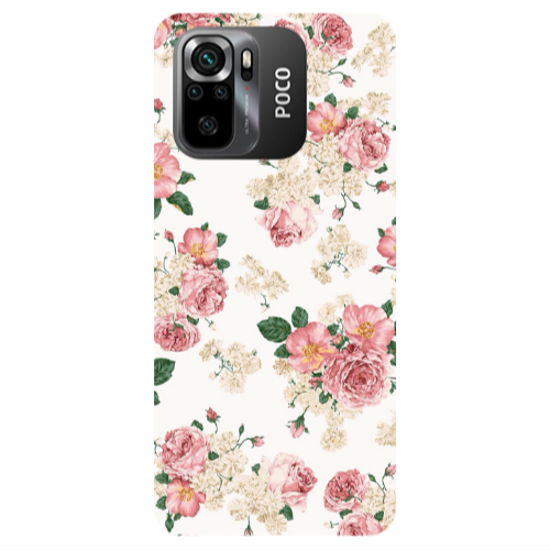 Xiaomi Poco M5 s Pink Flowers 2 Transparent Silicone TPU Θήκη