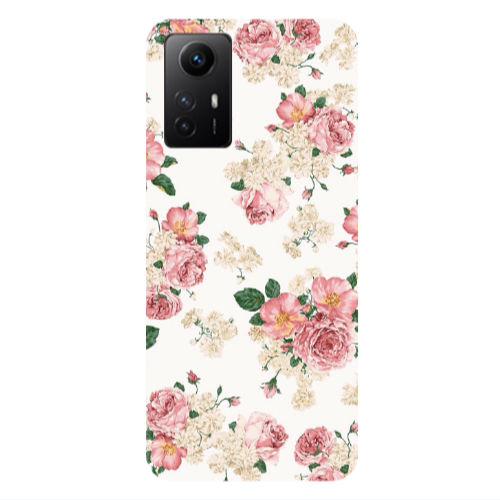Xiaomi Redmi Note 12s Pink Flowers 2 Transparent Silicone TPU Θήκη