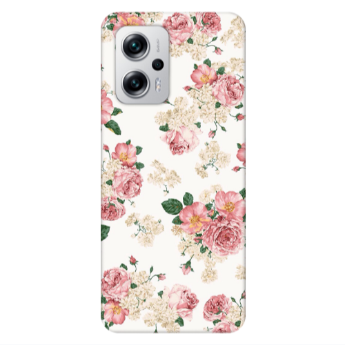 Xiaomi Poco X4 GT Pink Flowers 2 Transparent Silicone TPU Θήκη
