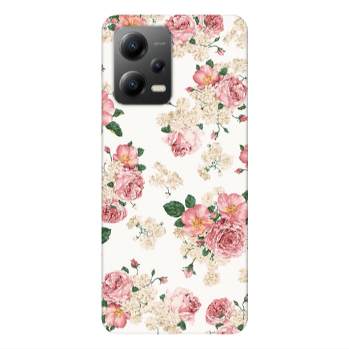 Xiaomi Poco X5 Pink Flowers 2 Transparent Silicone TPU Θήκη