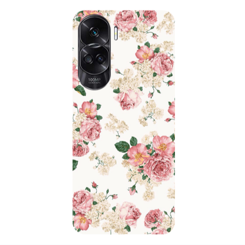 Honor 90 Lite 5G Pink Flowers 2 Transparent Silicone TPU Θήκη