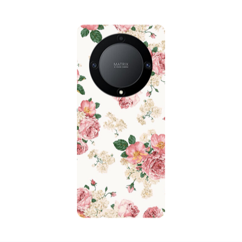 Honor Magic5 Lite 5G Pink Flowers 2 Transparent Silicone TPU Θήκη
