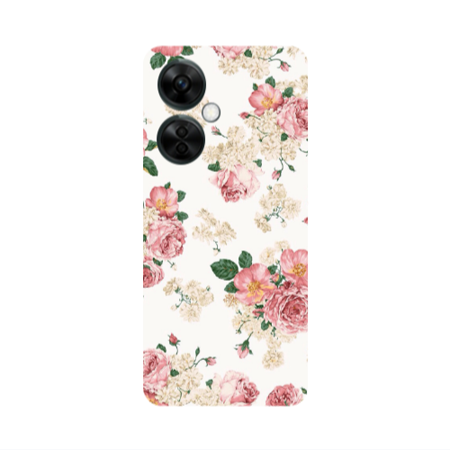 Oneplus Nord CE 3 Lite 5G Pink Flowers 2 Transparent Silicone TPU Θήκη