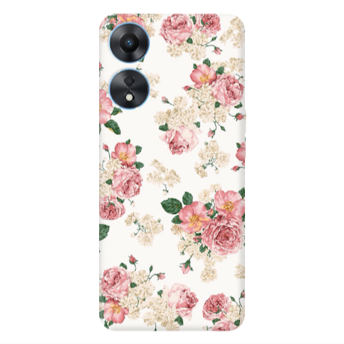 Oppo A 98 Pink Flowers 2 Transparent Silicone TPU Θήκη