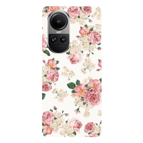Oppo Reno10 5G Pink Flowers 2 Transparent Silicone TPU Θήκη