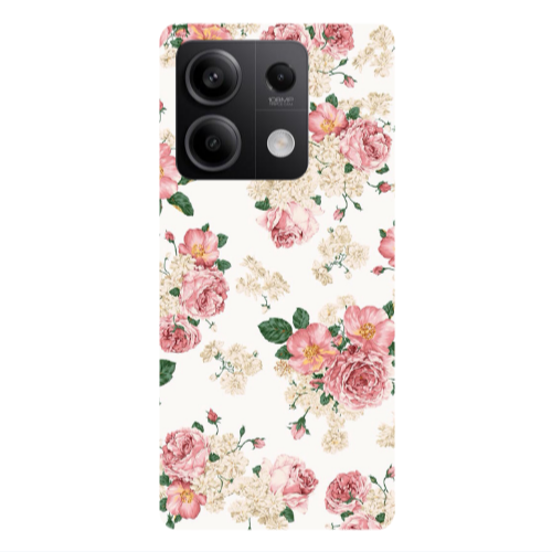 Xiaomi Redmi Note 13 5G Pink Flowers 2 Transparent Silicone TPU Θήκη