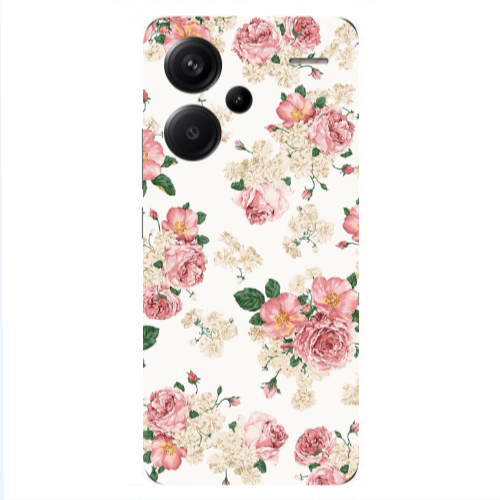 Xiaomi Redmi Note 13 Pro+ 5G  Pink Flowers 2 Transparent Silicone TPU Θήκη
