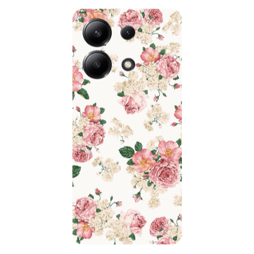 Xiaomi Redmi Note 13 4G Pink Flowers 2 Transparent Silicone TPU Θήκη
